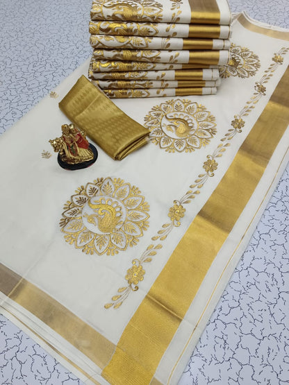 Cotton embroidery saree