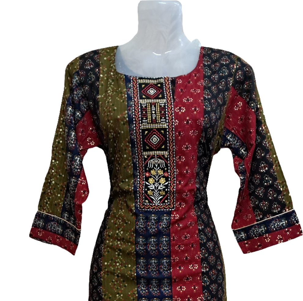 RKUR1- Front neck work kurti