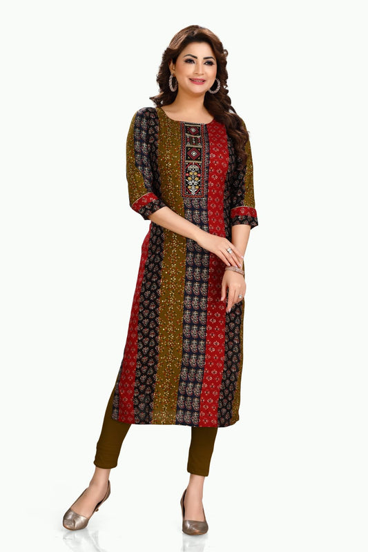RKUR1- Front neck work kurti